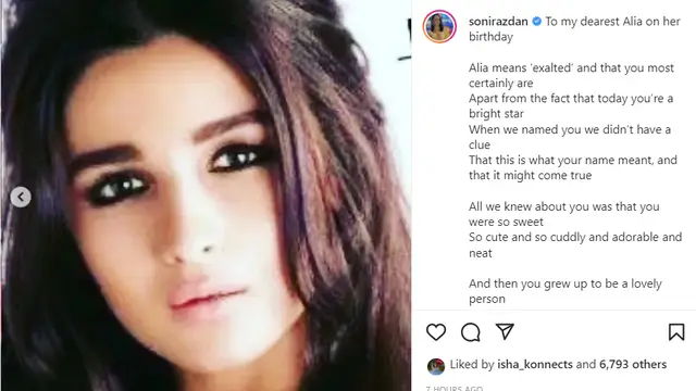 Alia Bhatt turns 29: know the meaning of her name as Soni Razdan explains: